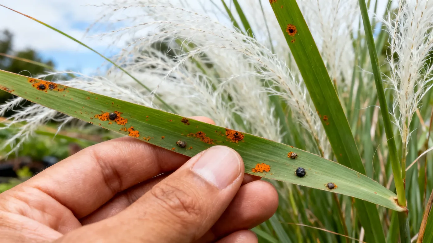 Rust and Fungal Diseases in White Cloud Muhly Grass