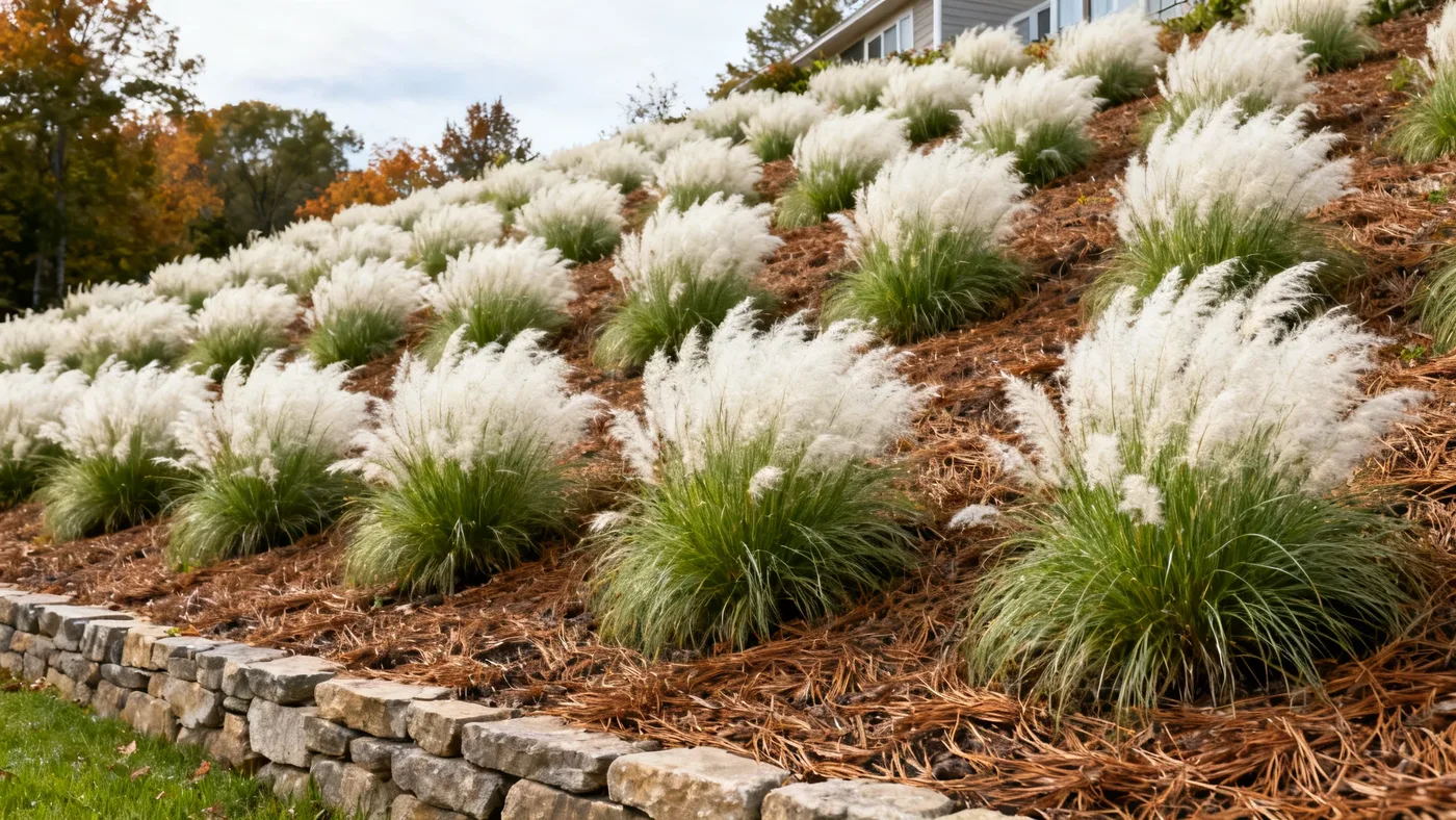 White Cloud Muhly Grass for Erosion Control on Slopes