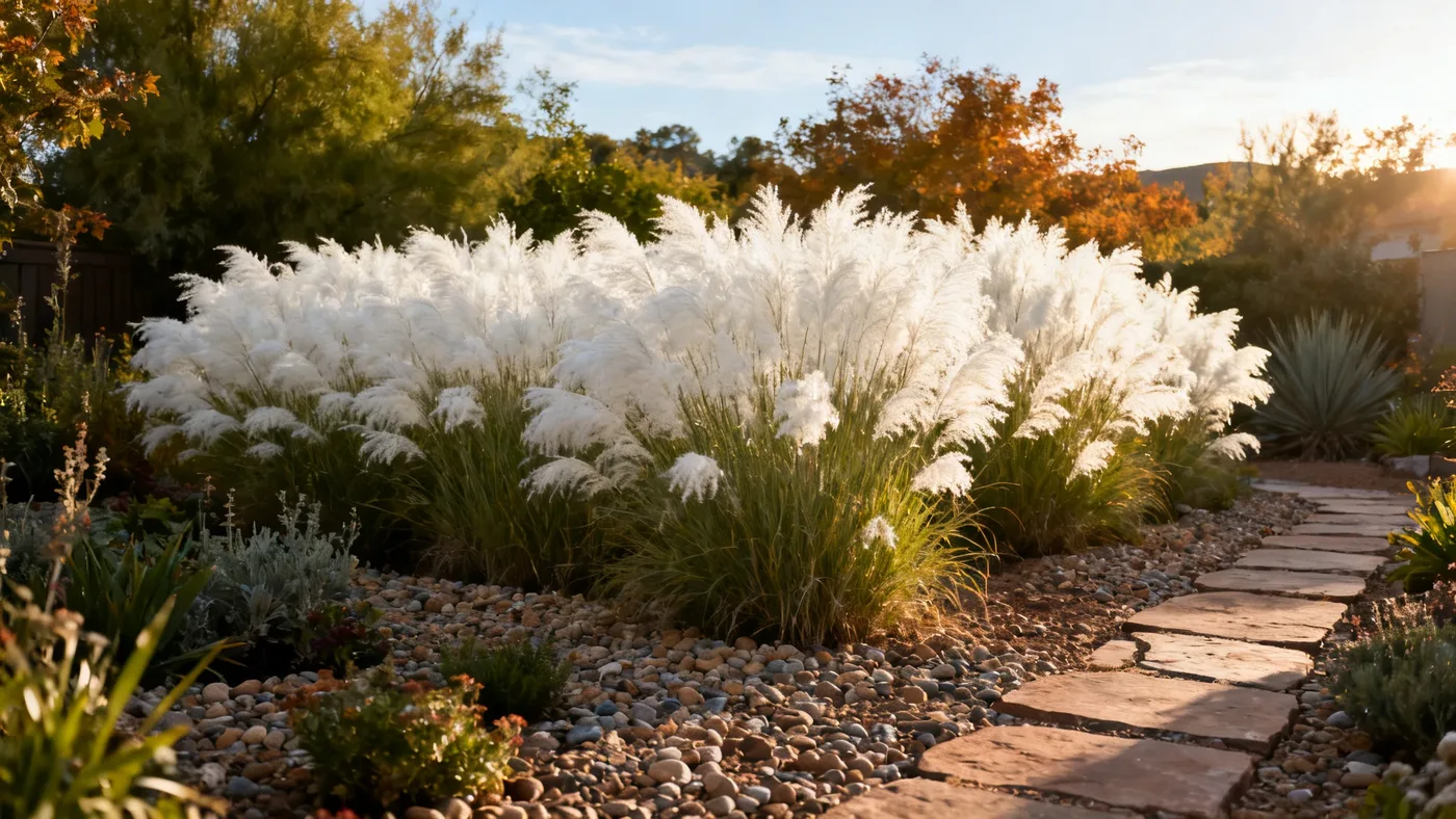 Xeriscaping With White Cloud Muhly Grass